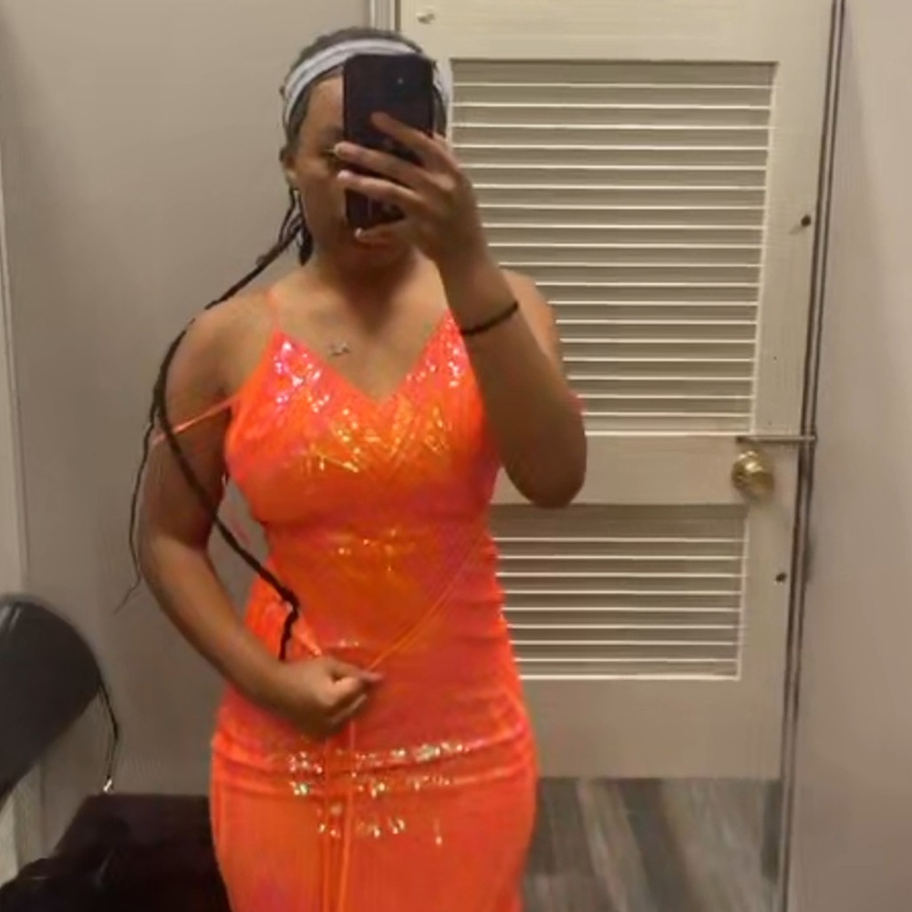 Elegant Orange Sequin Dress